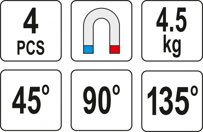 Set magneti sudura YATO MINI 4.5kg unghi 45°-90°-135°, 4buc [3]