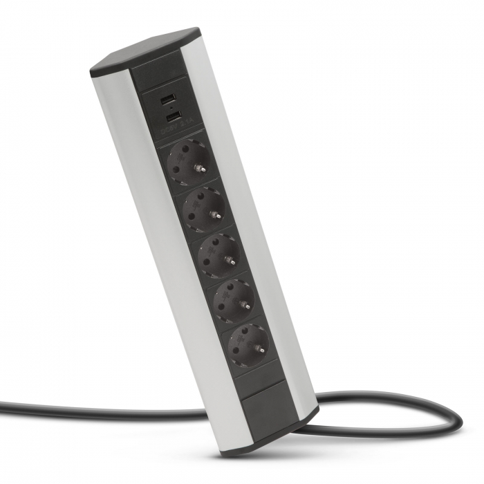 Distribuitor de colţ 5 x 250V, 16A / 2 x USB, 2,1A [2]