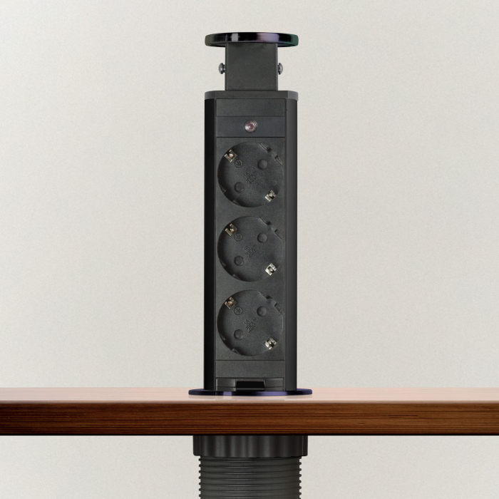 Distribuitor electric ascuns - 3 prize - negru lucios - Delight [4]