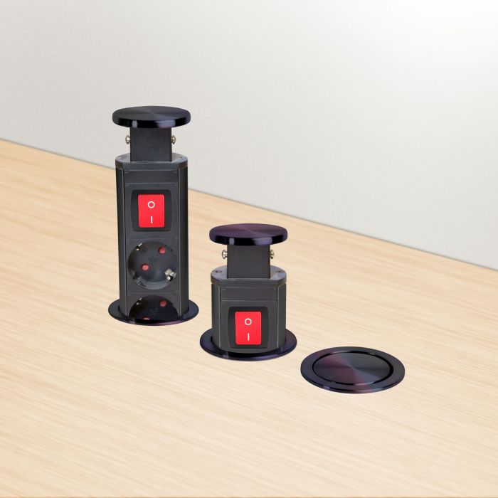 Distribuitor electric ascuns - 3 prize - negru lucios - Delight [4]