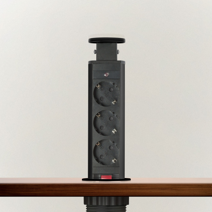 Distribuitor electric ascuns - 3 prize - negru mat - Delight [2]