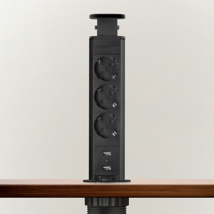 Distribuitor electric ascuns - 3 prize - negru mat - Delight [2]