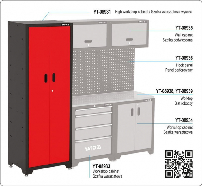 Dulap pentru atelier YATO 2 usi 3 rafturi 660X457X2000mm [6]