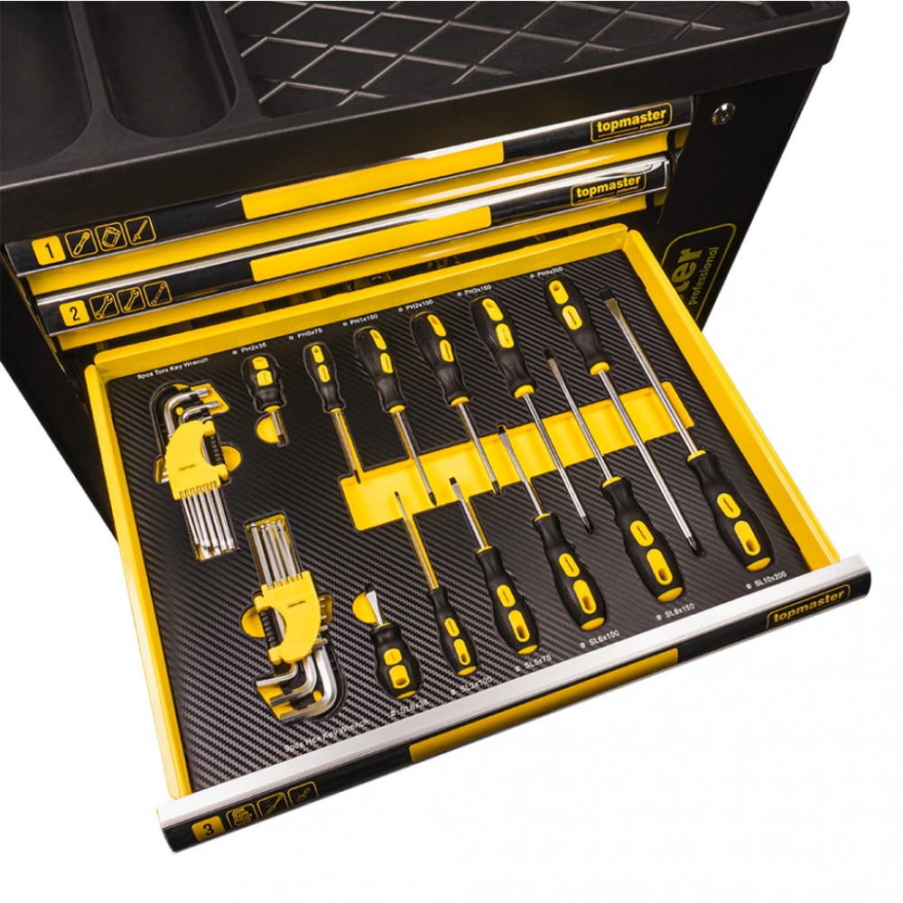Dulap Scule Profesional TMP, 7 Sertare, 219 Piese, Echipat Complet, pe Roti, Organizator Mobil pentru Atelier si Service Auto [7]