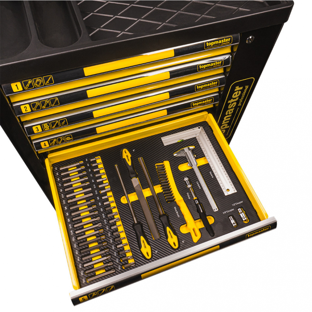 Dulap Scule Profesional TMP, 7 Sertare, 219 Piese, Echipat Complet, pe Roti, Organizator Mobil pentru Atelier si Service Auto [9]