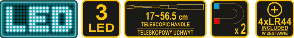 Pachet VOREL, Dulap scule profesional, 6 sertare, Echipat 177 piese + Telescop magnetic, cu led, 17-56.5cm, 3led [11]