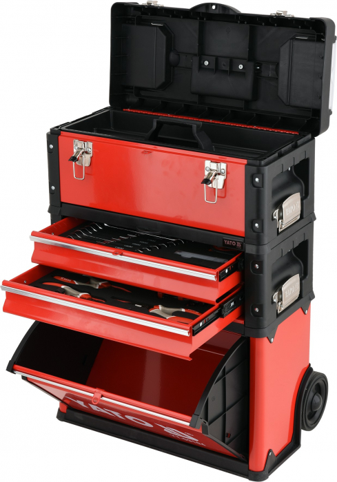 Troler scule profesional YATO echipat, 3 compartimente, 78 scule [3]