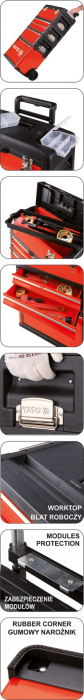 Troler scule profesional YATO echipat, 3 compartimente, 78 scule [13]
