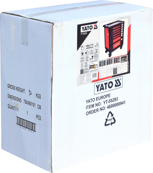 Dulap Scule Profesional YATO, 7 Sertare, Echipat, 165 Piese [5]