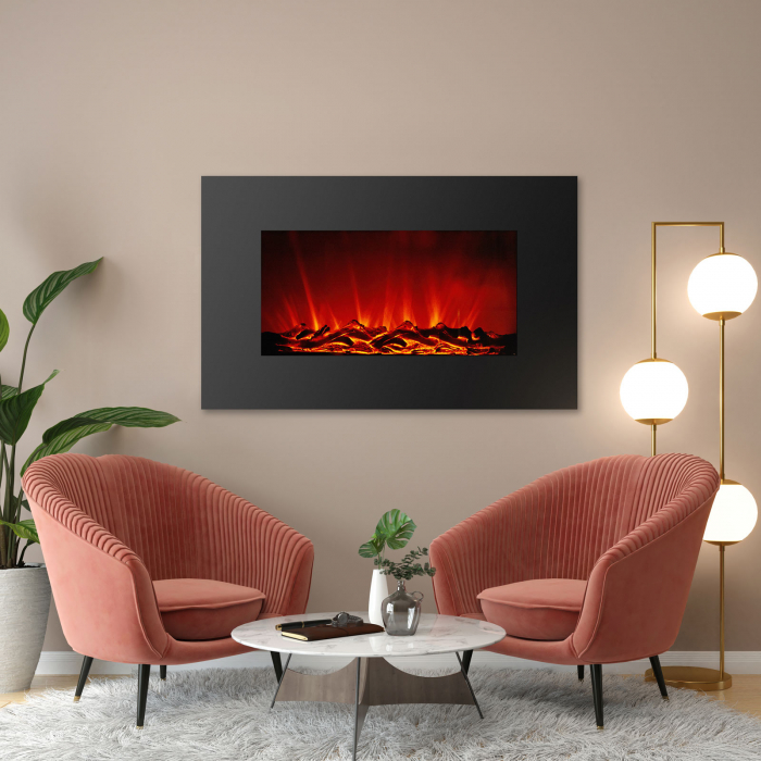 Șemineu electric de perete - radiator + LED - 91 x 15 x 56 cm [2]