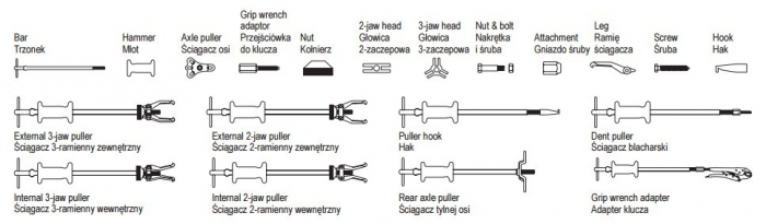 Set extractoare culisante bucse & rulmenti YATO 16buc [2]