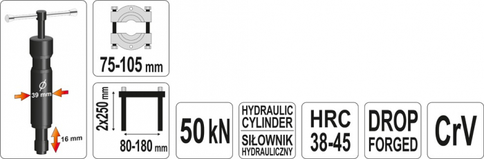 Separator si extractor cu cilindru hidraulic YATO pentru servomotor CrV 5T [4]