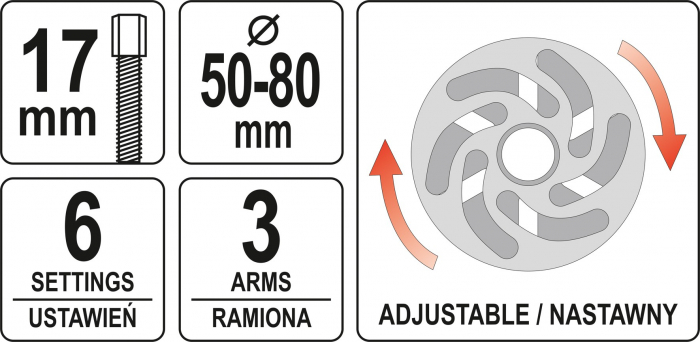 Extractor universal roata distributie YATO 50-80mm [4]