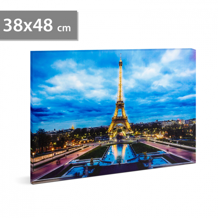 FAMILY POUND - Tablou cu LED - Turnul Eiffel , 2 x AA, 38 x 48 cm