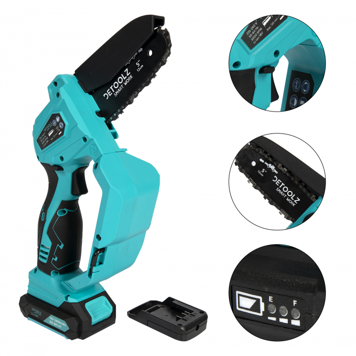 Fierastrau 110mm cu lant si acumulator 18V 2Ah DETOOLZ [6]