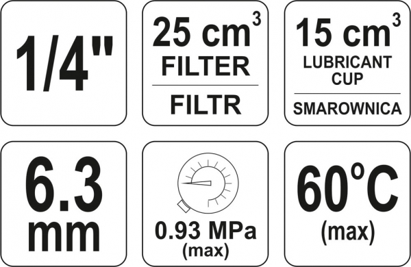 Filtru regulator YATO, cu reductor, 25cm3, ungator ulei 15cm3 [3]