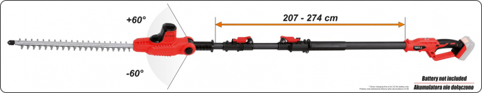 Foarfeca electrica pentru tuns gard viu YATO telescopica 207 - 274 cm 18V (Fara acumulator si incarcator) [4]