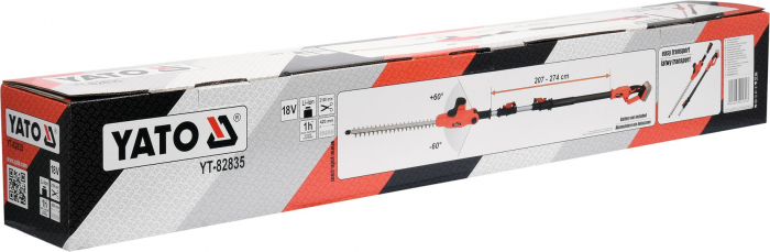 Foarfeca electrica pentru tuns gard viu YATO telescopica 207 - 274 cm 18V (Fara acumulator si incarcator) [6]