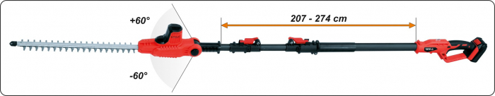 Foarfeca electrica pentru tuns gard viu YATO telescopica 207 - 274 cm 18V 1x2Ah [7]