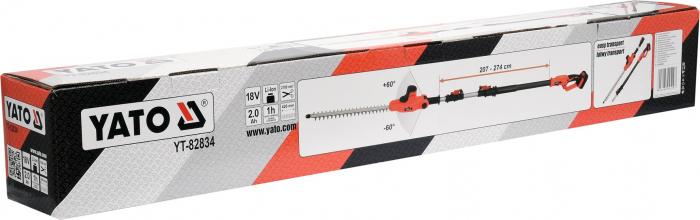 Foarfeca electrica pentru tuns gard viu YATO telescopica 207 - 274 cm 18V 1x2Ah [5]