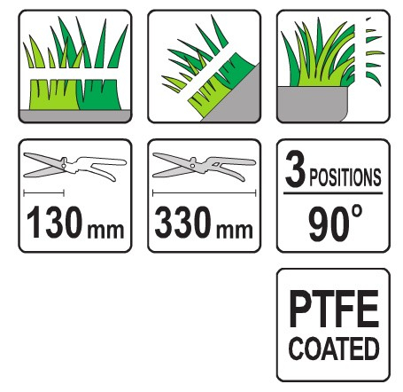 Foarfeca pentru iarba YATO, PTFE, 90 grd, 330mm [2]