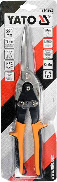 Foarfeca pentru tabla YATO taietura dreapta, lungime totala 290mm max 0.94mm [2]