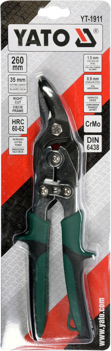 Foarfeca pentru tabla YATO taiere pe dreapta 260mm max 1.5mm HRC 60-62 [2]