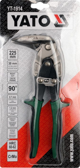 Foarfeca pentru tabla YATO taiere pe dreapta, unghi 90 °  225mm max 0.53mm [2]