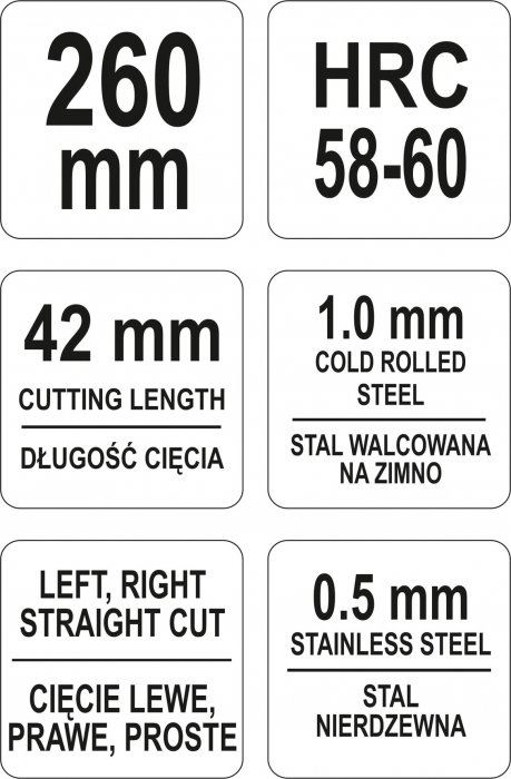 Foarfeca pentru tabla YATO tip european 260mm max 1mm [3]