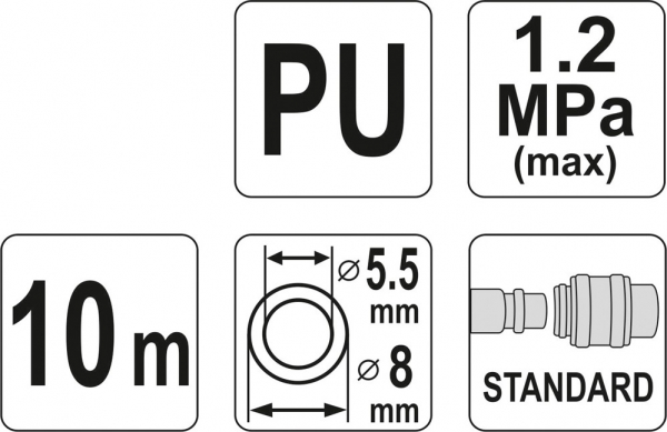 Furtun de aer comprimat YATO, spiralat, 5.5X8mm [3]