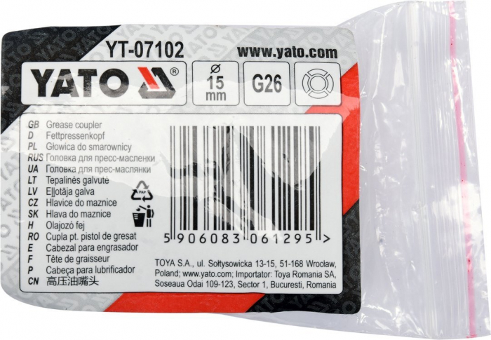 Cupla pentru masina de gresat YATO 15mm G26 [3]