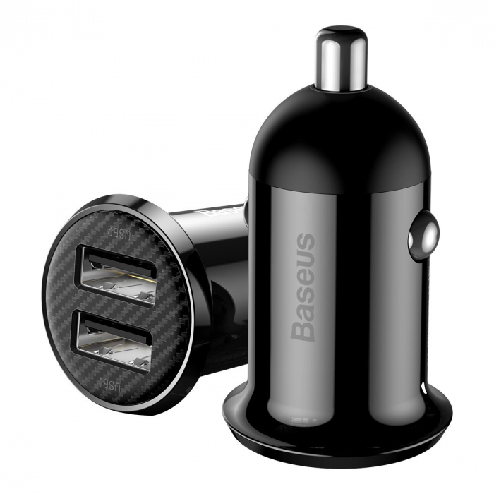 Incarcator auto universal baseus grain 2xusb 5v 4.8a pentru socket bricheta (negru) ccallp-01