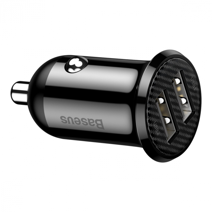 Incarcator auto universal BASEUS Grain 2xUSB 5V 4.8A pentru socket bricheta (negru) CCALLP-01 [3]