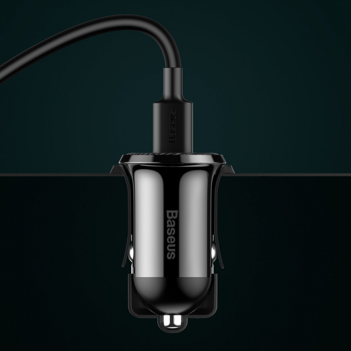 Incarcator auto universal BASEUS Grain 2xUSB 5V 4.8A pentru socket bricheta (negru) CCALLP-01 [5]