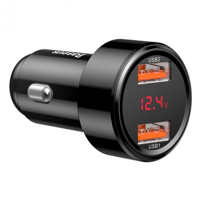 Incarcator auto BASEUS Magic 2x USB QC 3.0 45W pentru socket bricheta (negru) CCMLC20A-01 [2]