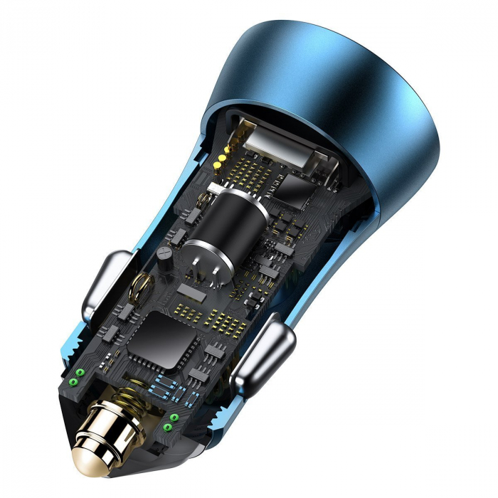 Incarcator auto BASEUS Golden Contactor Pro, USB + USB-C, QC4.0+, PD, SCP, 40W (albastru) CCJD-03 [6]