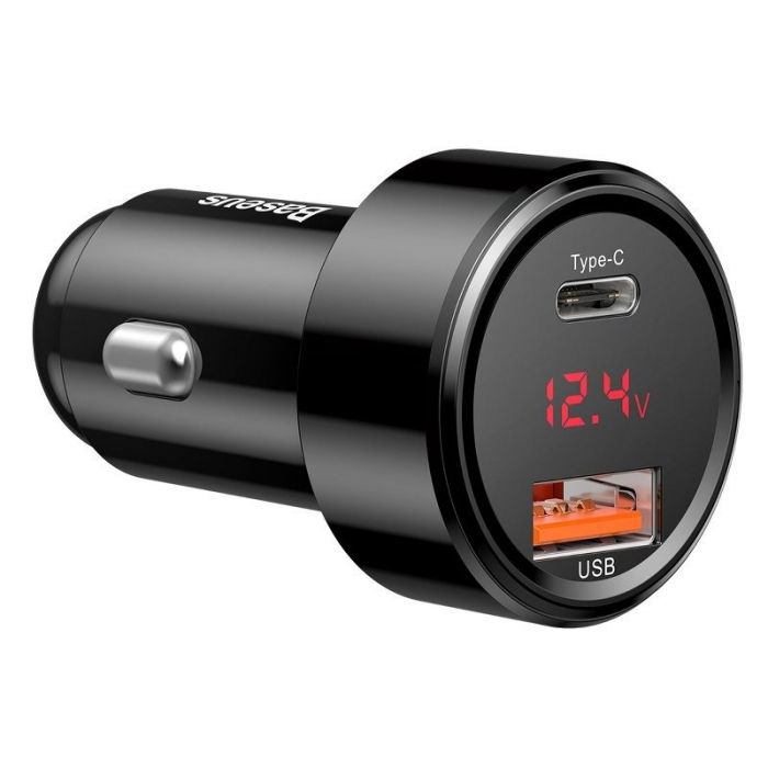 Incarcator auto BASEUS Magic USB + USB-C QC 4.0 PD 45W pentru socket bricheta (negru) CCMLC20C-01 [2]