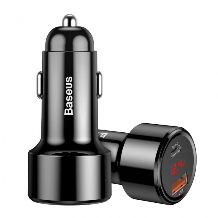 Incarcator auto BASEUS Magic USB + USB-C QC 4.0 PD 45W pentru socket bricheta (negru) CCMLC20C-01 [3]