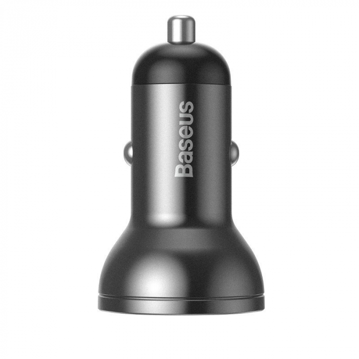 Incarcator auto BASEUS display digital 2x USB 4.8A 24W pentru socket bricheta (gri) CCBX-0G [4]