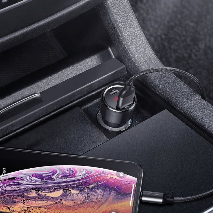 Incarcator auto BASEUS Magic USB + USB-C QC 4.0 PD 45W pentru socket bricheta (negru) CCMLC20C-01 [6]