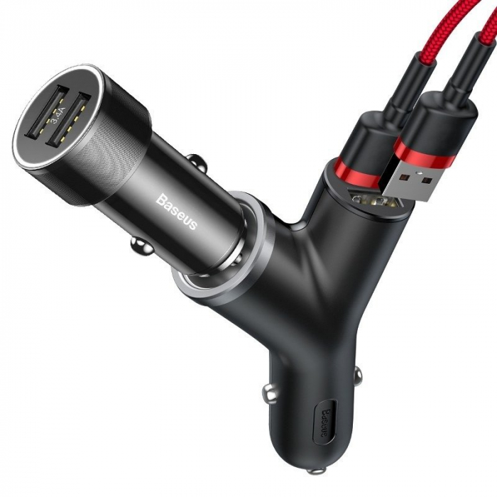 Incarcator auto rapid BASEUS Circular tip Y, bricheta auto, 2x USB, 30W QC3.0 (negru) CCALL-YX01 [4]