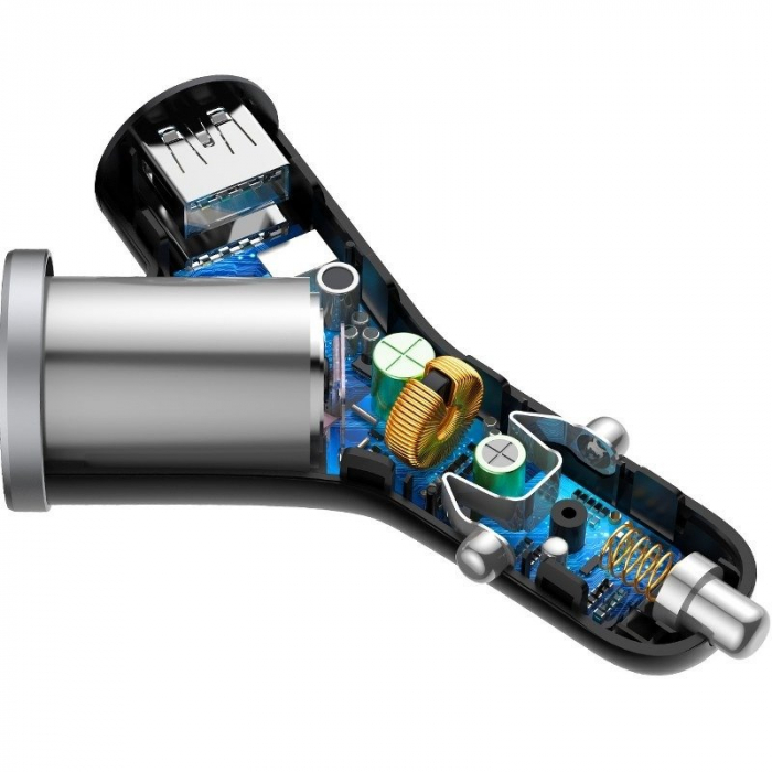 Incarcator auto rapid BASEUS Circular tip Y, bricheta auto, 2x USB, 30W QC3.0 (negru) CCALL-YX01 [6]