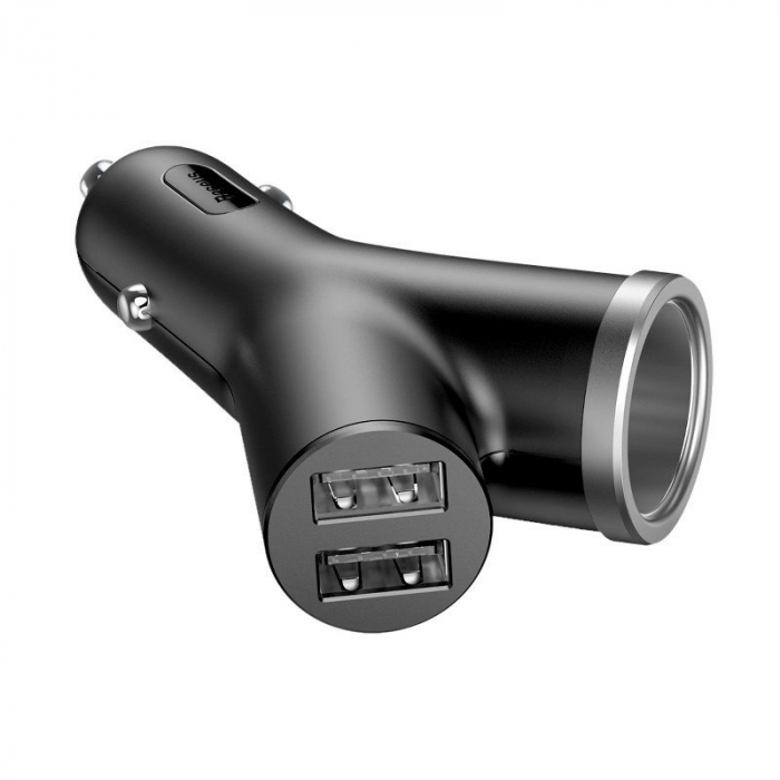 Incarcator auto rapid BASEUS Circular tip Y, bricheta auto, 2x USB, 30W QC3.0 (negru) CCALL-YX01 [3]