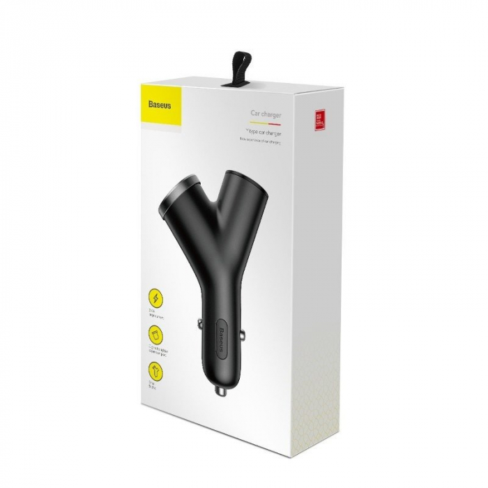 Incarcator auto rapid BASEUS Circular tip Y, bricheta auto, 2x USB, 30W QC3.0 (negru) CCALL-YX01 [9]