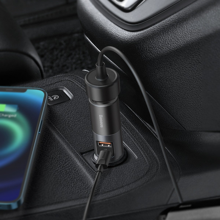 Incarcator auto rapid BASEUS Share Together, bricheta auto,USB + USB-C, 120W (gri) CCBT-C0G [8]