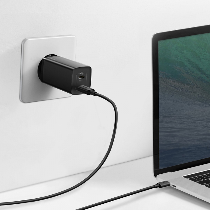 Incarcator de retea rapid BASEUS GaN Lite Quick Travel 2 X USB-C 65W (negru) CCGAN2L-E01 [6]