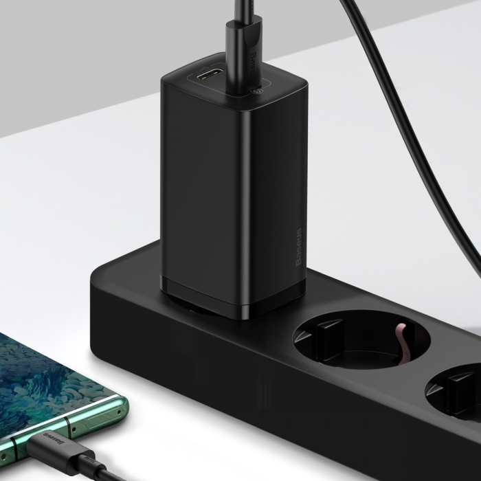 Incarcator de retea rapid BASEUS GaN Lite Quick Travel 2 X USB-C 65W (negru) CCGAN2L-E01 [5]