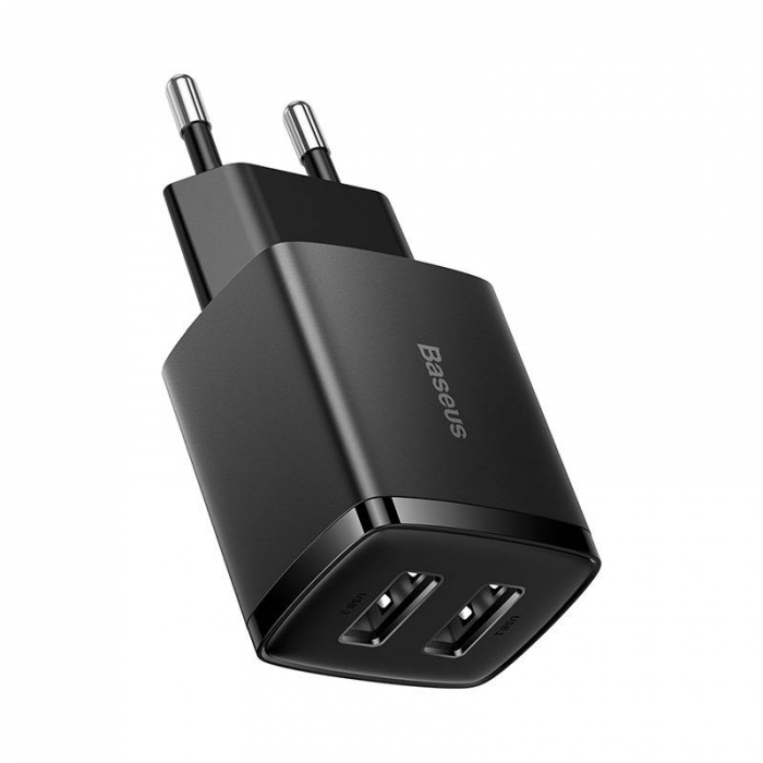 Incarcator de retea rapid BASEUS Compact 2x USB, 10.5W (negru) CCXJ010201 [2]