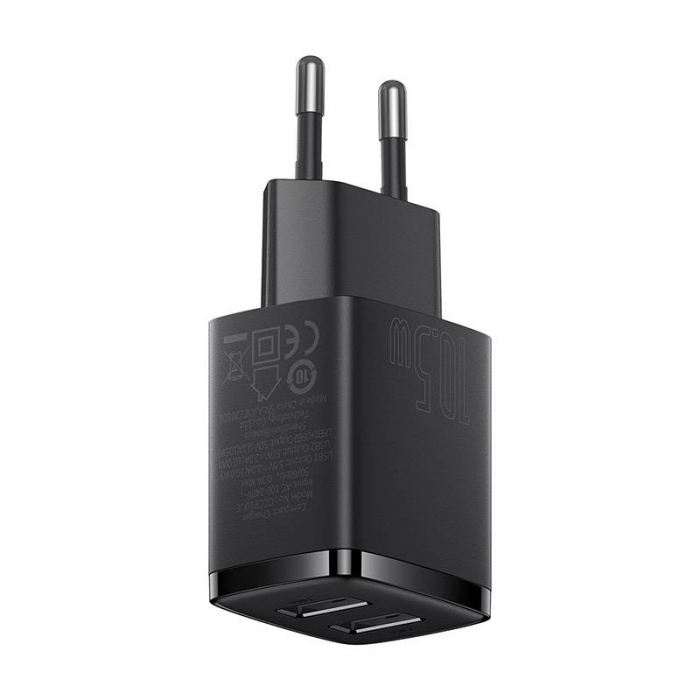 Incarcator de retea rapid BASEUS Compact 2x USB, 10.5W (negru) CCXJ010201 [4]