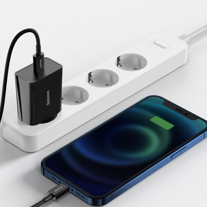 Incarcator de retea rapid BASEUS Speed Mini PD 3A 20W USB-C (negru) CCFS-SN01 [8]